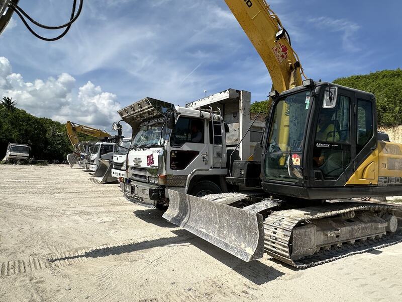 Sumitomo excavator beside a dozer