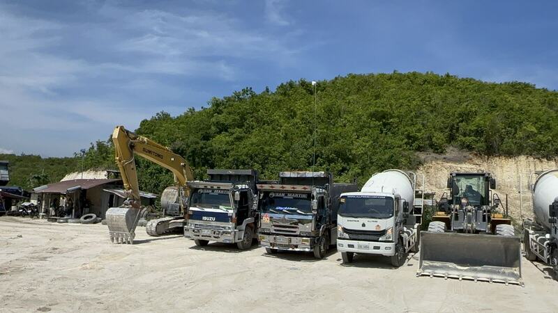 Transit mixers and loader lined up