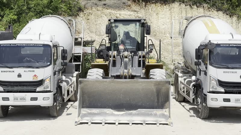 Video: transit mixers and wheel loader
